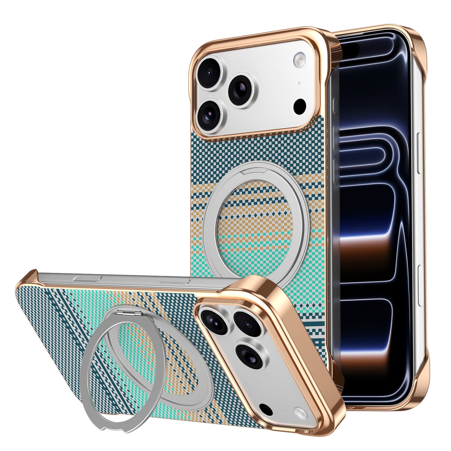 Kevlar Frameless Rotating Magnetic Kickstand Case for iPhone