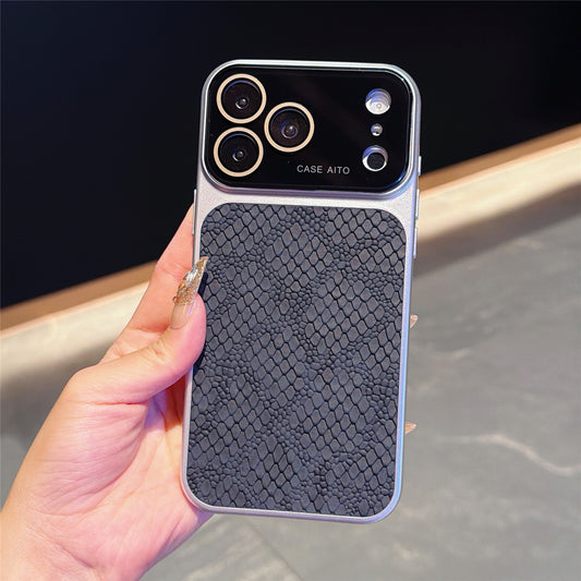Large-view crocodile-textured Apple phone case