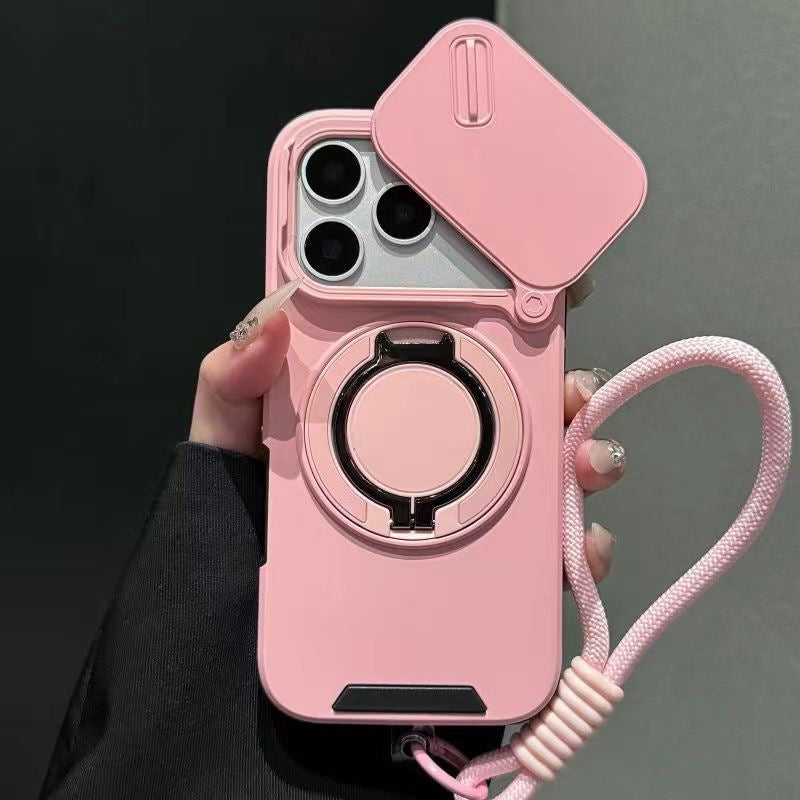 Skin-feel lens cover holder magnetic Apple phone case