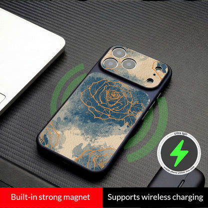 Ink-splashed rose magnetic Apple phone case