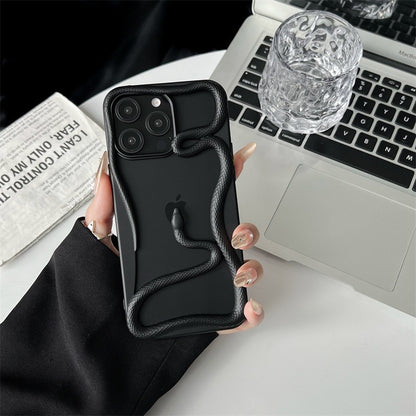 Electroplating three-dimensional matte hollow snake Apple phone case