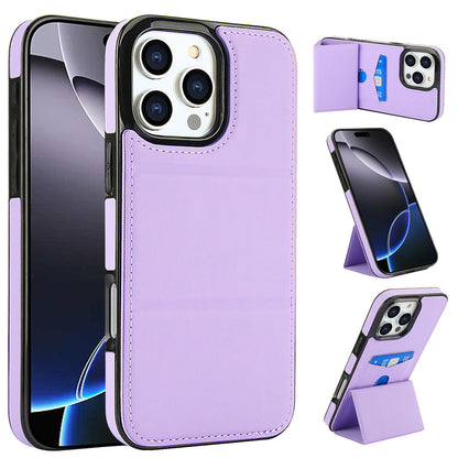 Tri-fold stand with card slot leather Apple phone case