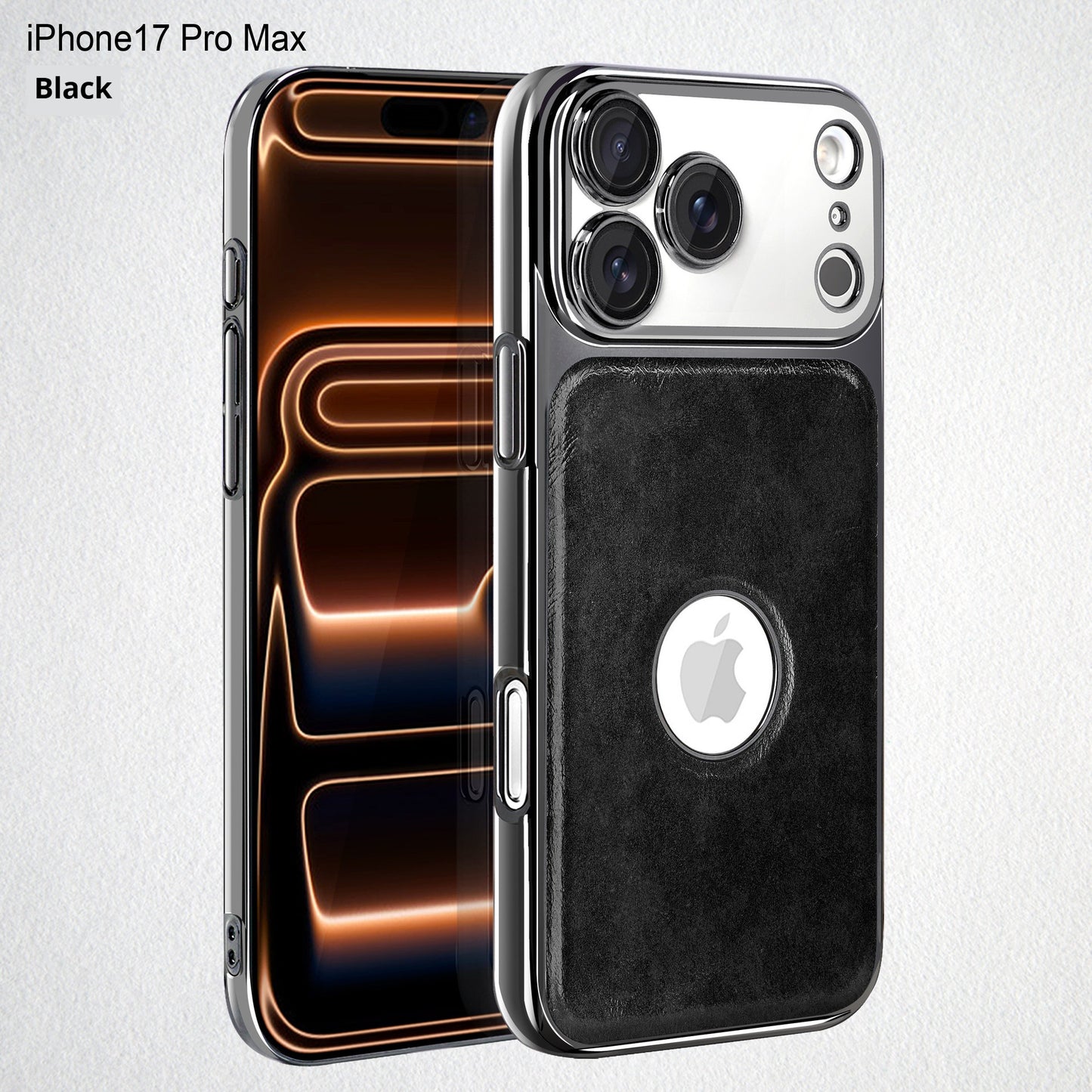 Electroplated frame leather texture exposed logo Apple phone case