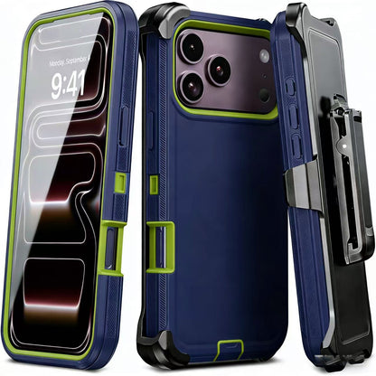 Solid-color rugged protective case with belt clip for iPhone
