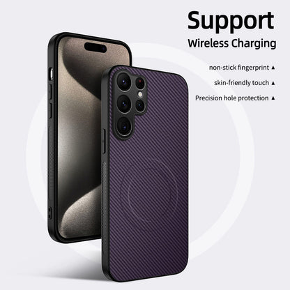 Carbon fiber textured magnetic Samsung phone case