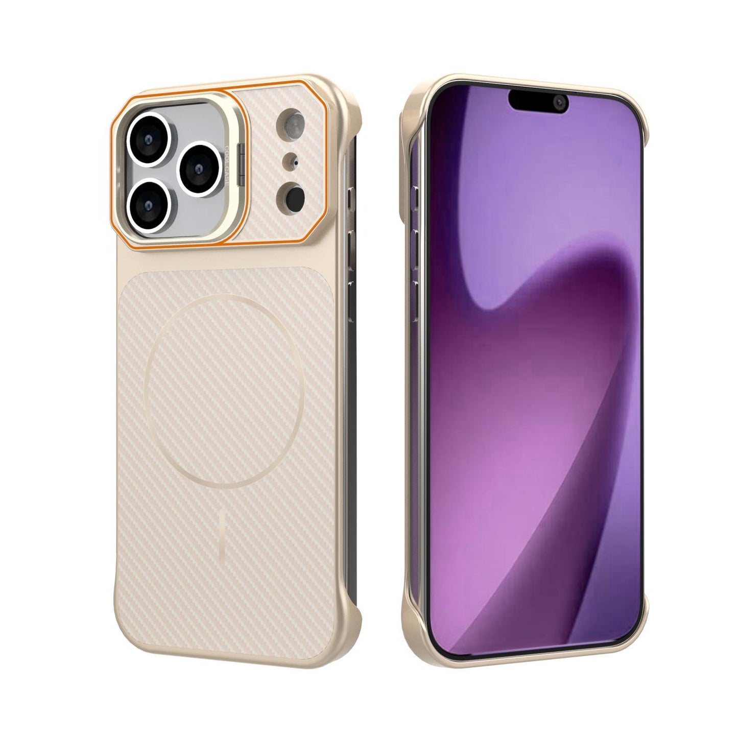 Frameless carbon fiber textured stand Apple phone case