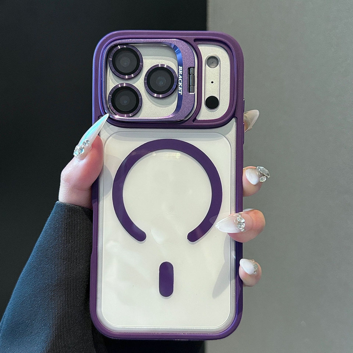Transparent Matte Magnetic Lens-Holder iPhone Case