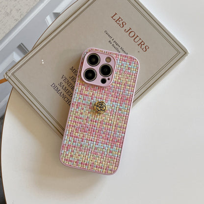 3D Camellia Woven Pattern Apple Phone Case