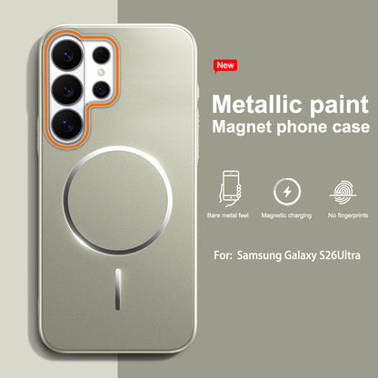 Full-coverage painted Samsung phone case with thin magnetic closure
