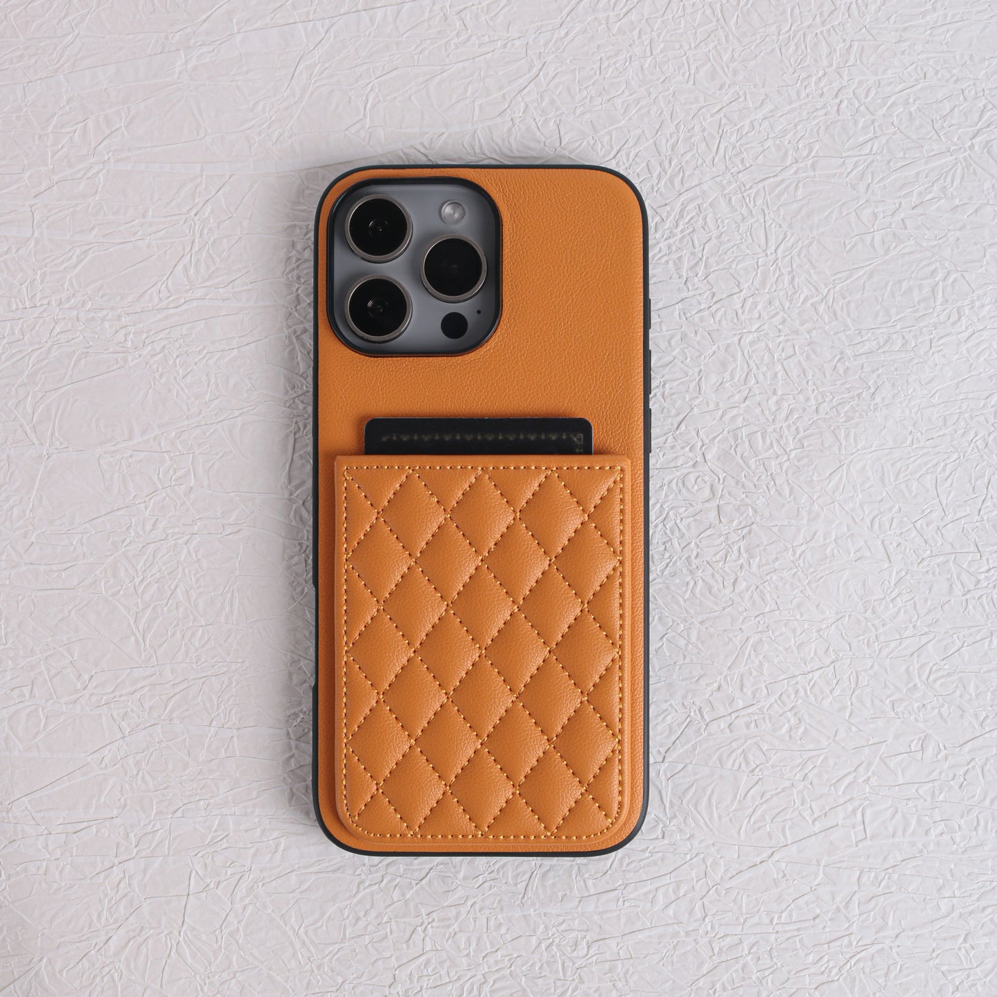 Minimalist Quilted-Style Lambskin-Texture iPhone Case