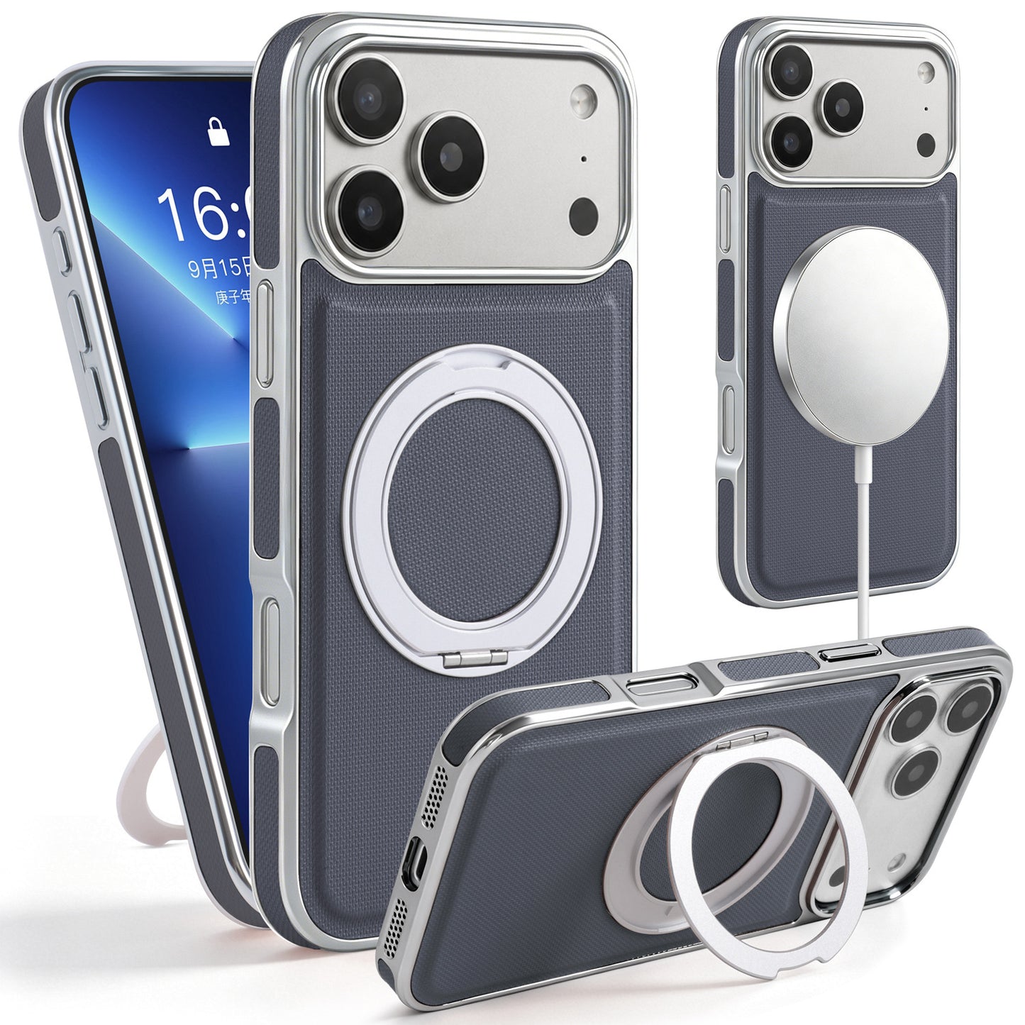 High-end magnetic leather stand Apple phone case
