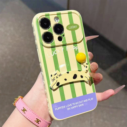 Striped cat-themed anti-drop iPhone case