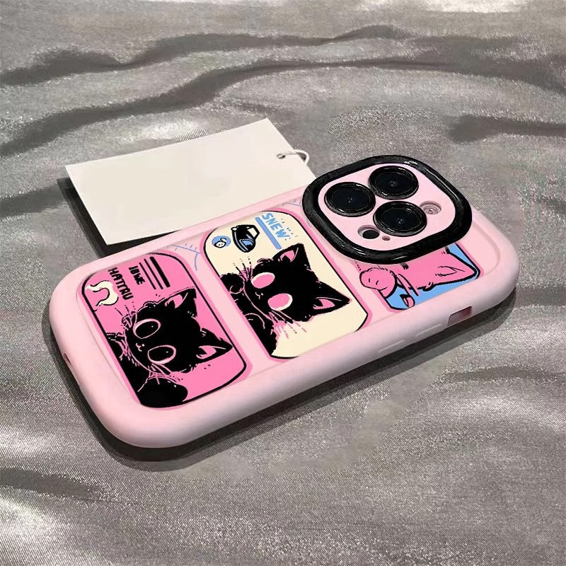 Pink cat-shaped anti-drop Apple phone case