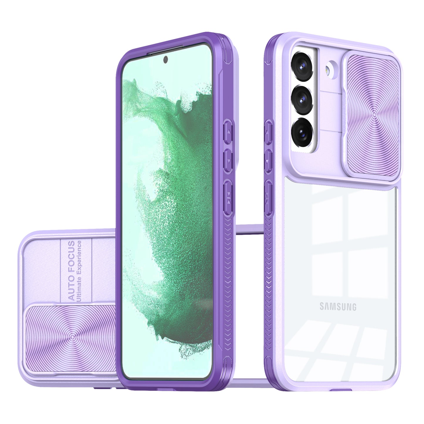 Transparent color-blocked sliding window Samsung phone case