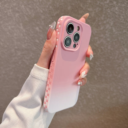 Skin-textured square gradient color Apple phone case