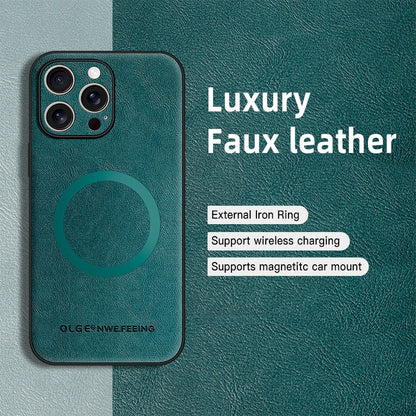Skin-friendly cowhide textured magnetic Apple phone case
