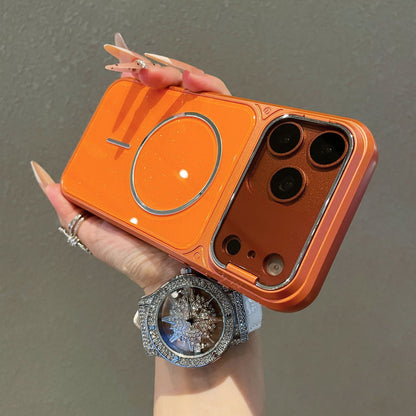 Flip-style lens holder glitter magnetic Apple phone case