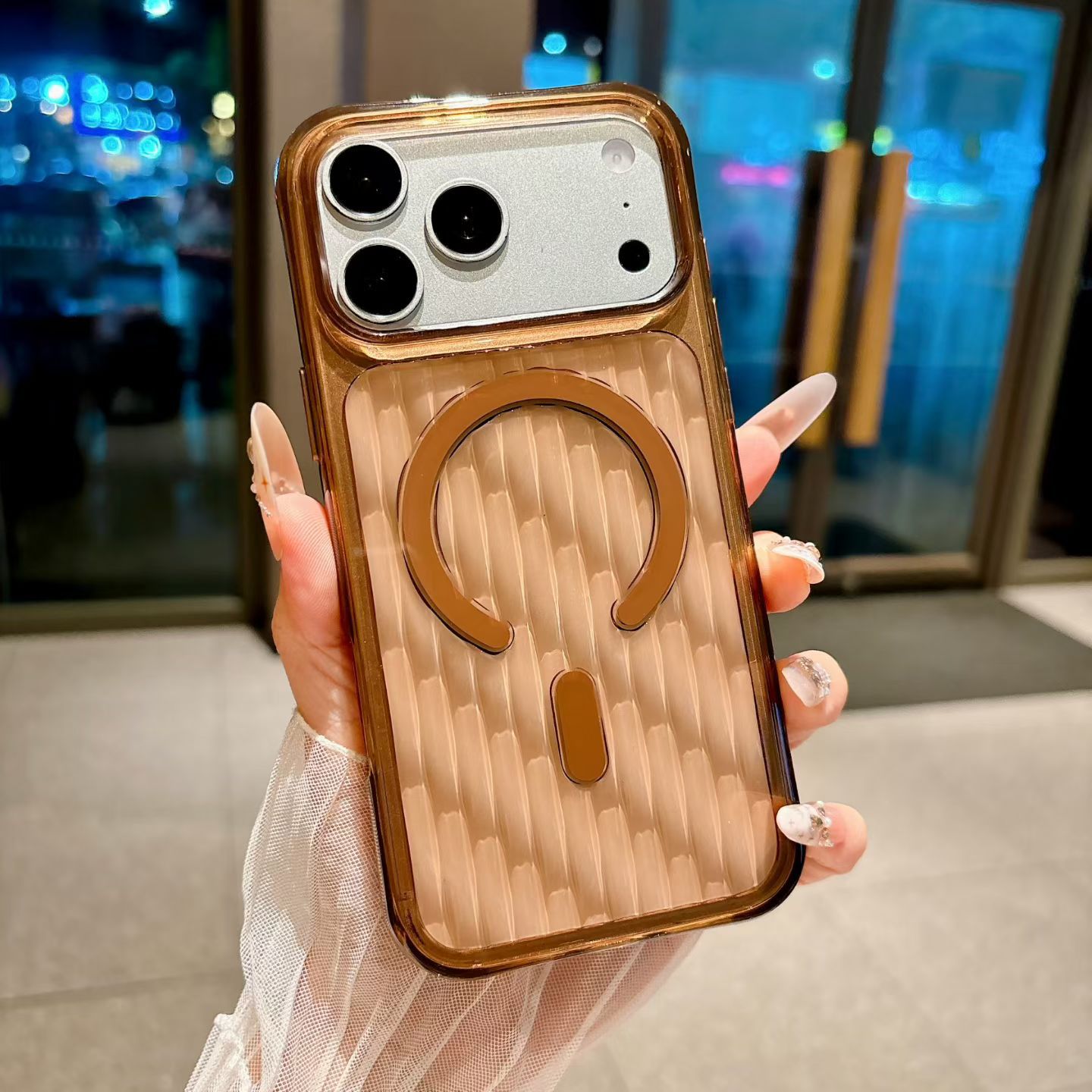 Magnetic Matte Vertical-Stripe Suitcase-Style iPhone Case