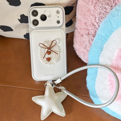 Polka dot lace bow Apple phone case