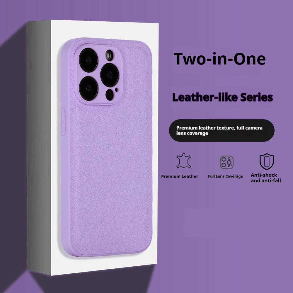 Niche two-in-one litchi pattern Apple mobile phone case