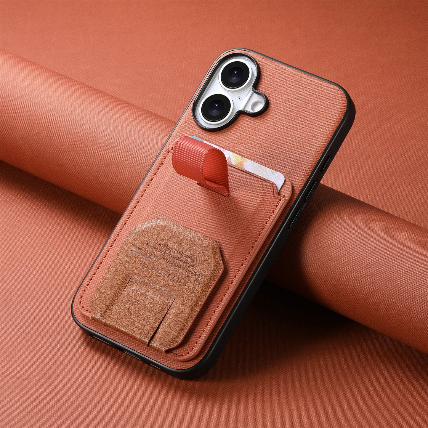 Minimalist solid-color shockproof iPhone case with kickstand
