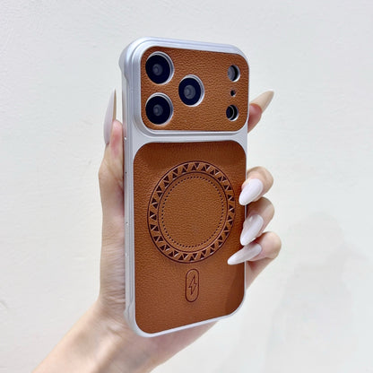 Lychee-patterned frameless magnetic Apple phone case