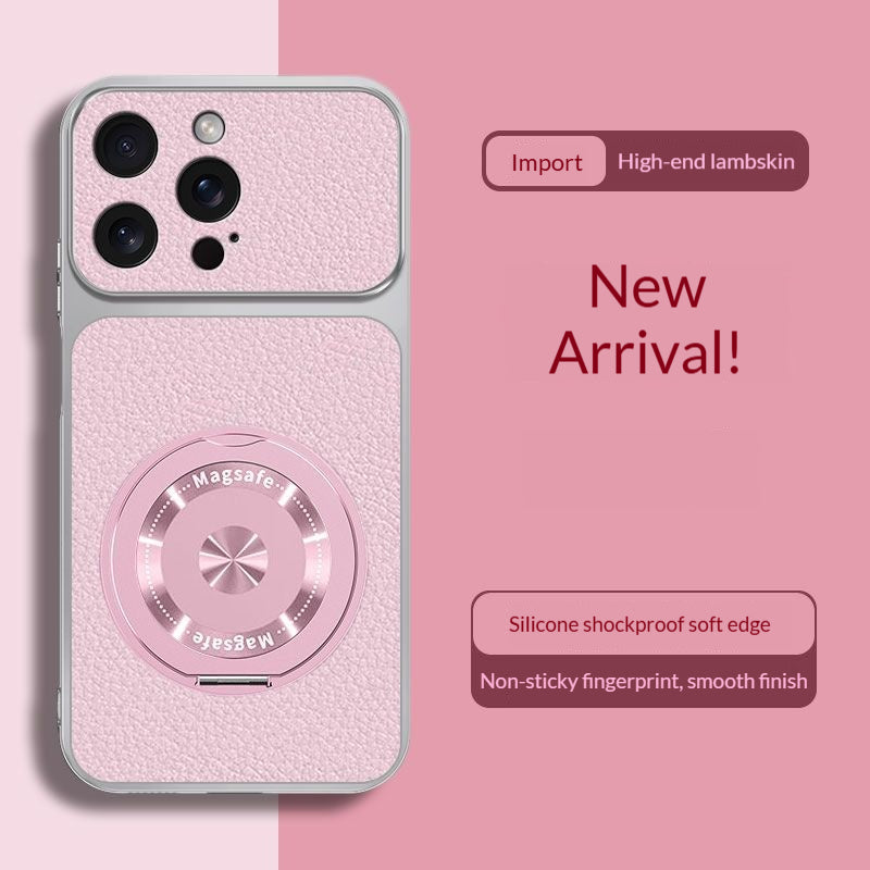 Skin-friendly lambskin magnetic stand Apple phone case