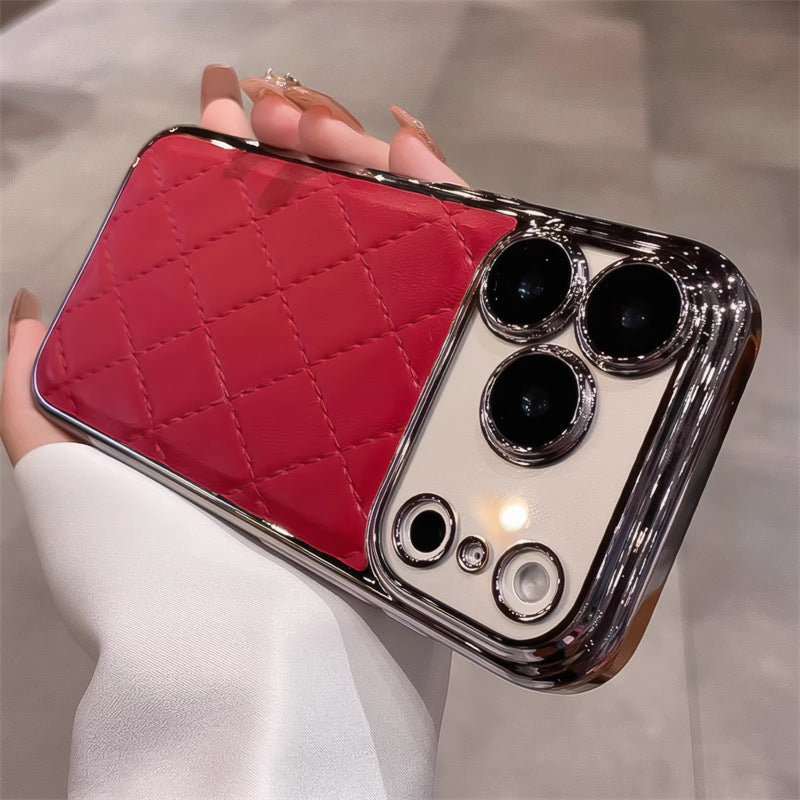 Electroplated leather Chanel-style iPhone case