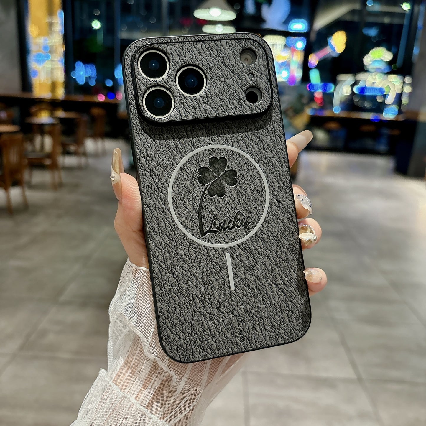 Lambskin magnetic Apple phone case