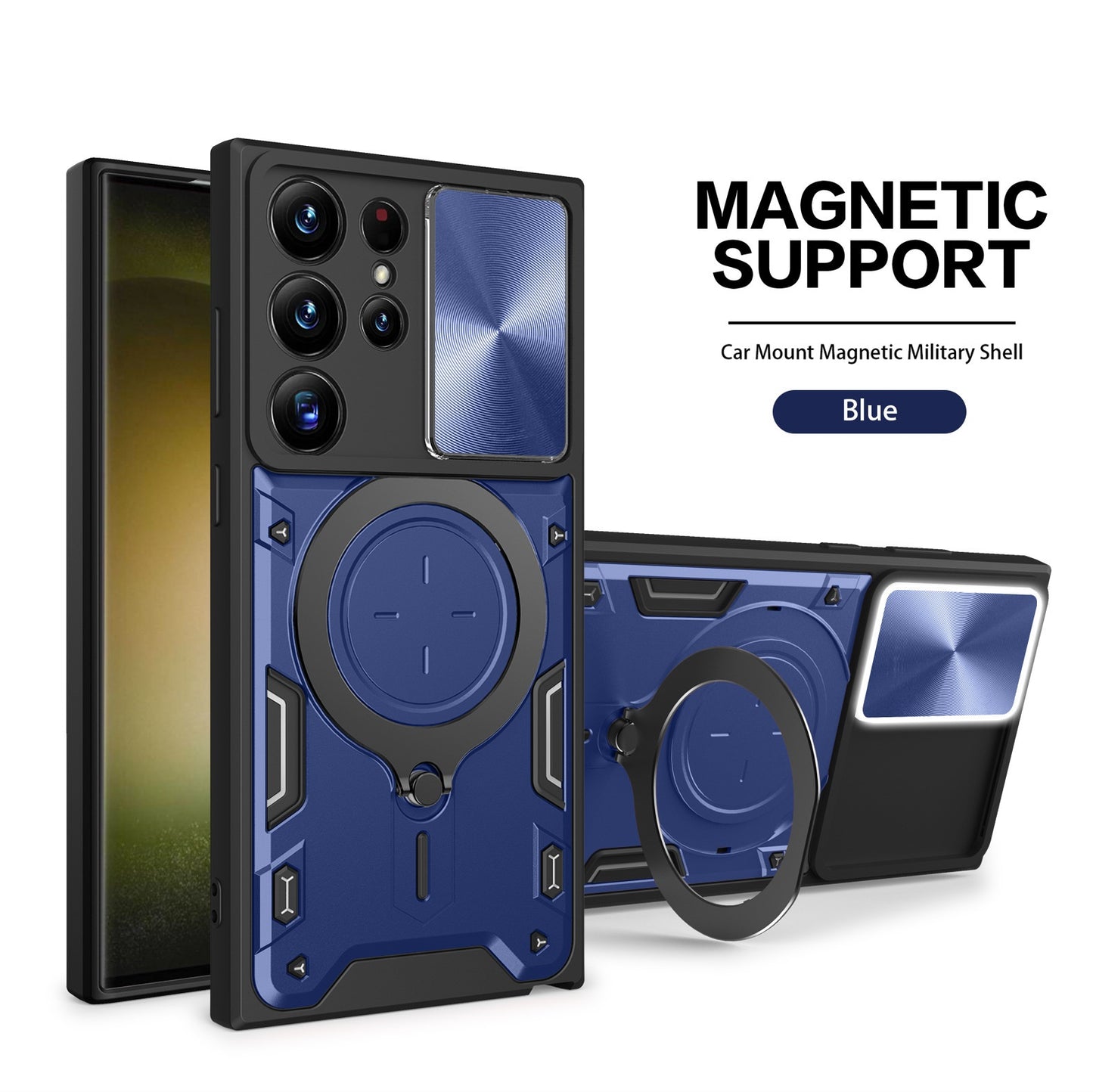 Sliding window anti-drop magnetic holder Samsung phone case