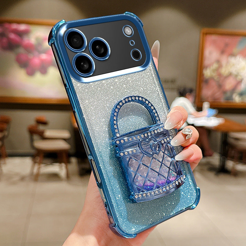 Quicksand Mirror Stand Glitter Bag Apple Phone Case
