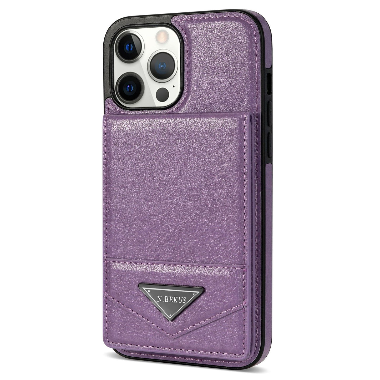 Apple phone case with a sliding back cover featuring a card slot.