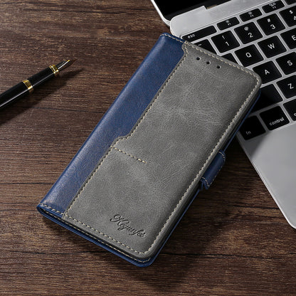 Color-blocked leather flip case with card slot Samsung phone cases