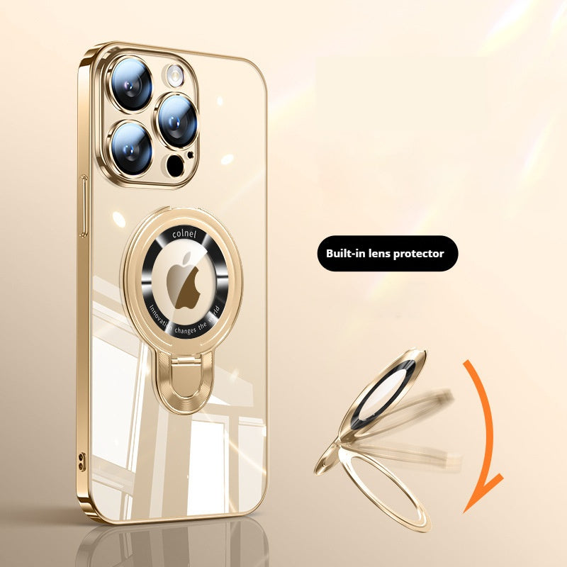 U shield electroplating PC magnetic bracket Apple mobile phone case