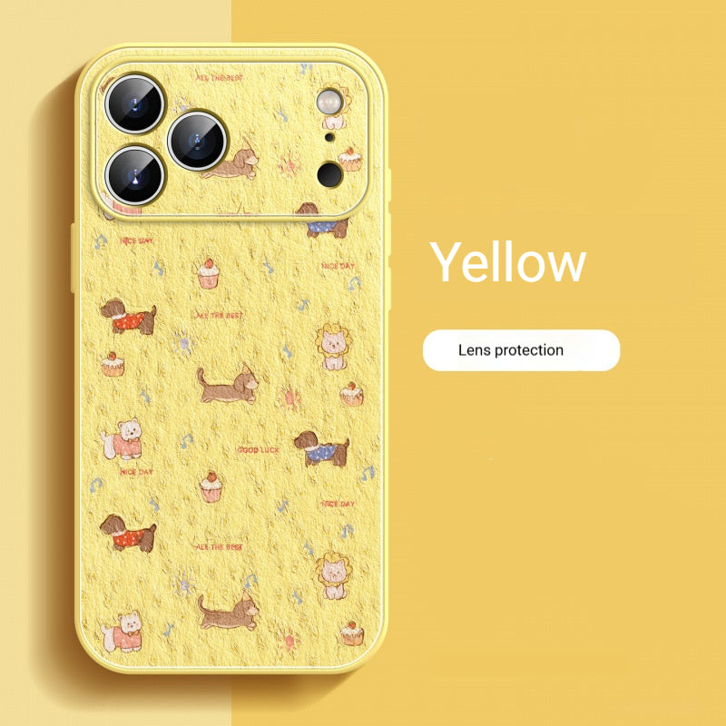 Oil painting dog party lambskin iPhone case