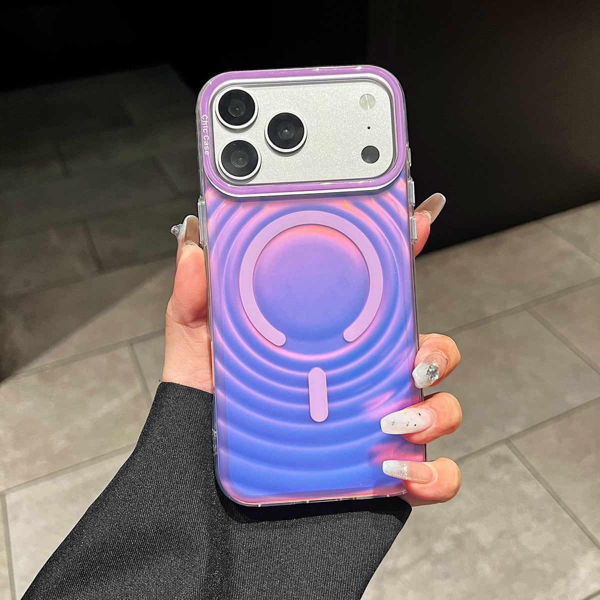 Magnetic Color-Changing iPhone Case with Wave Pattern