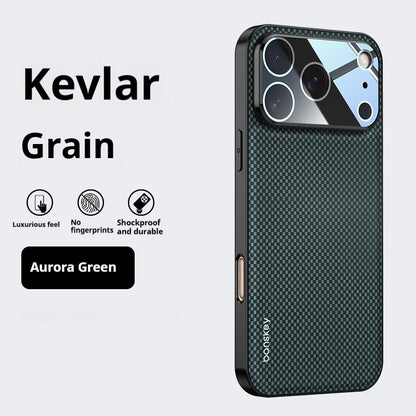 Kevlar carbon fiber pattern lens film anti-drop Apple phone case