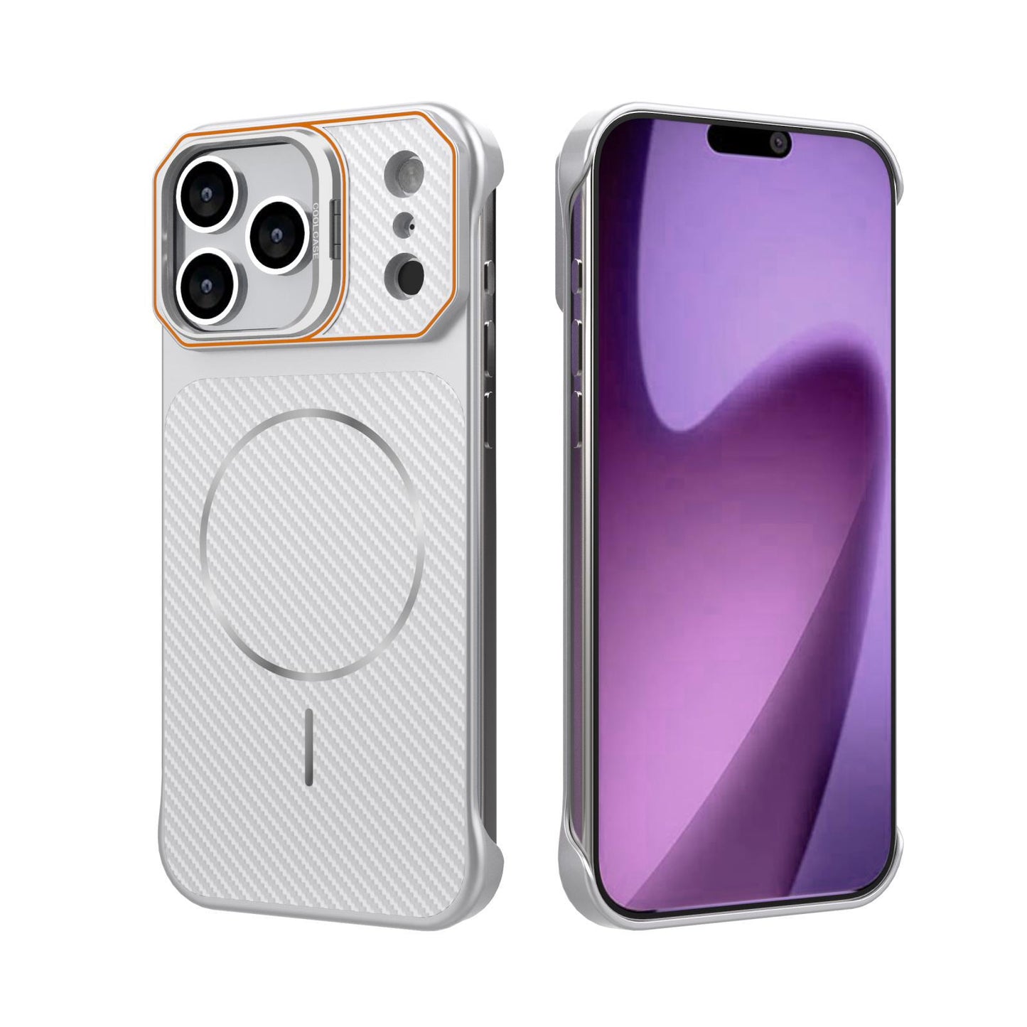 Frameless carbon fiber textured stand Apple phone case