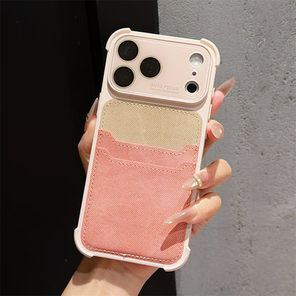 Leather SIM card slot four-corner anti-drop iPhone case