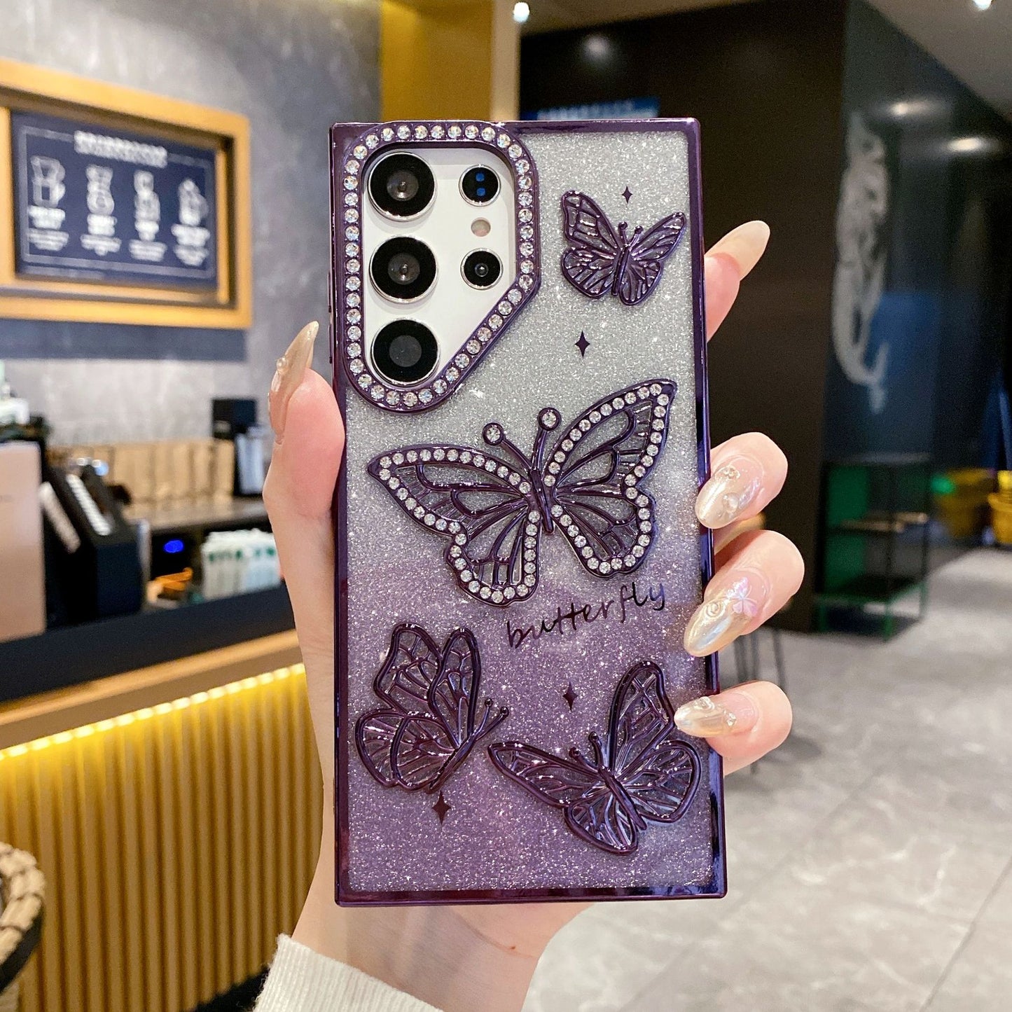 3D Glitter Rhinestone Butterfly Samsung Phone Case