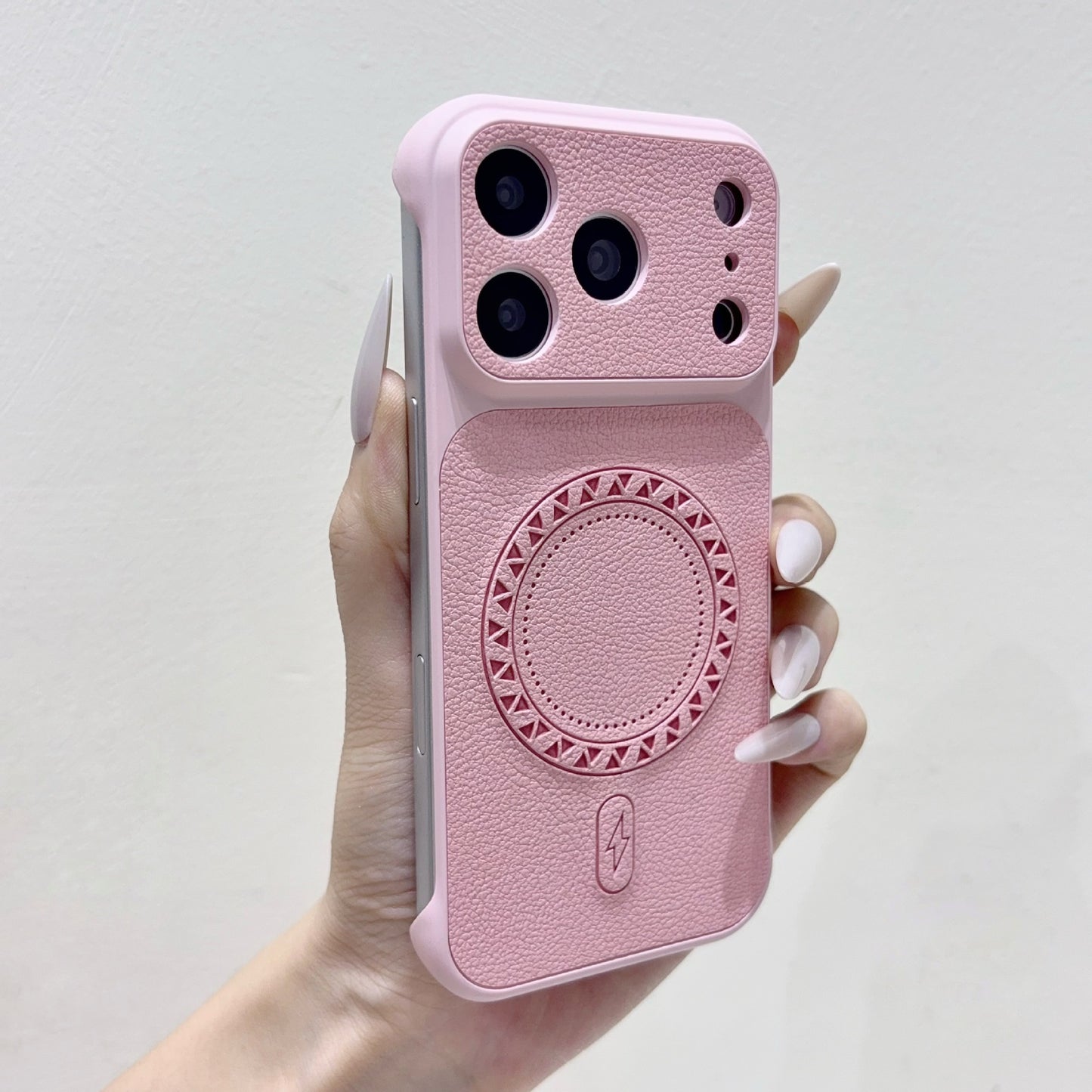 Lychee-patterned frameless magnetic Apple phone case