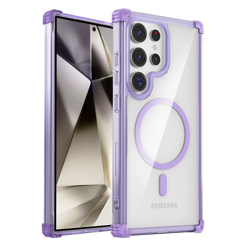Right-angle transparent magnetic Samsung phone case