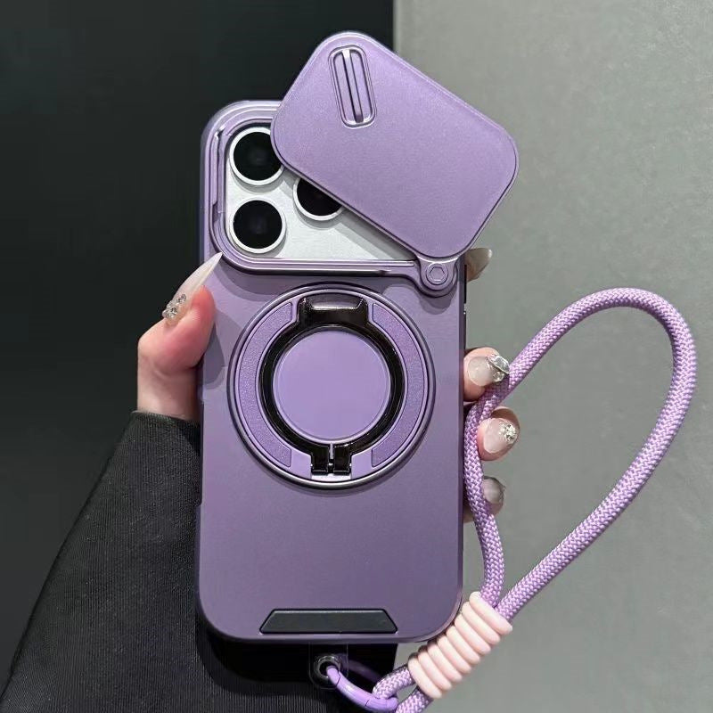 Skin-feel lens cover holder magnetic Apple phone case