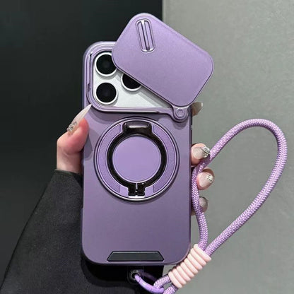 Skin-feel lens cover holder magnetic Apple phone case