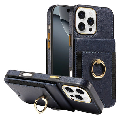 Ring holder leather case with card slot for Apple phone case
