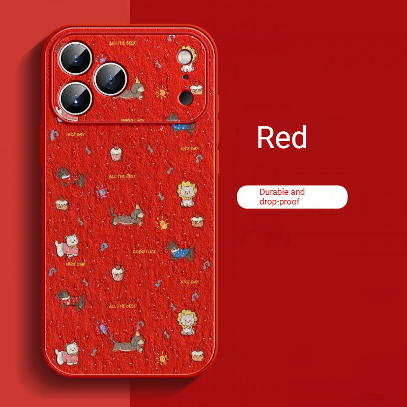 Oil painting dog party lambskin iPhone case