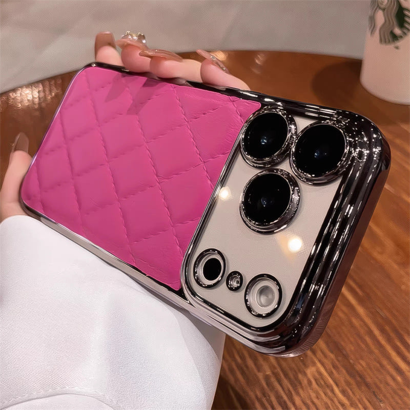 Electroplated leather Chanel-style iPhone case