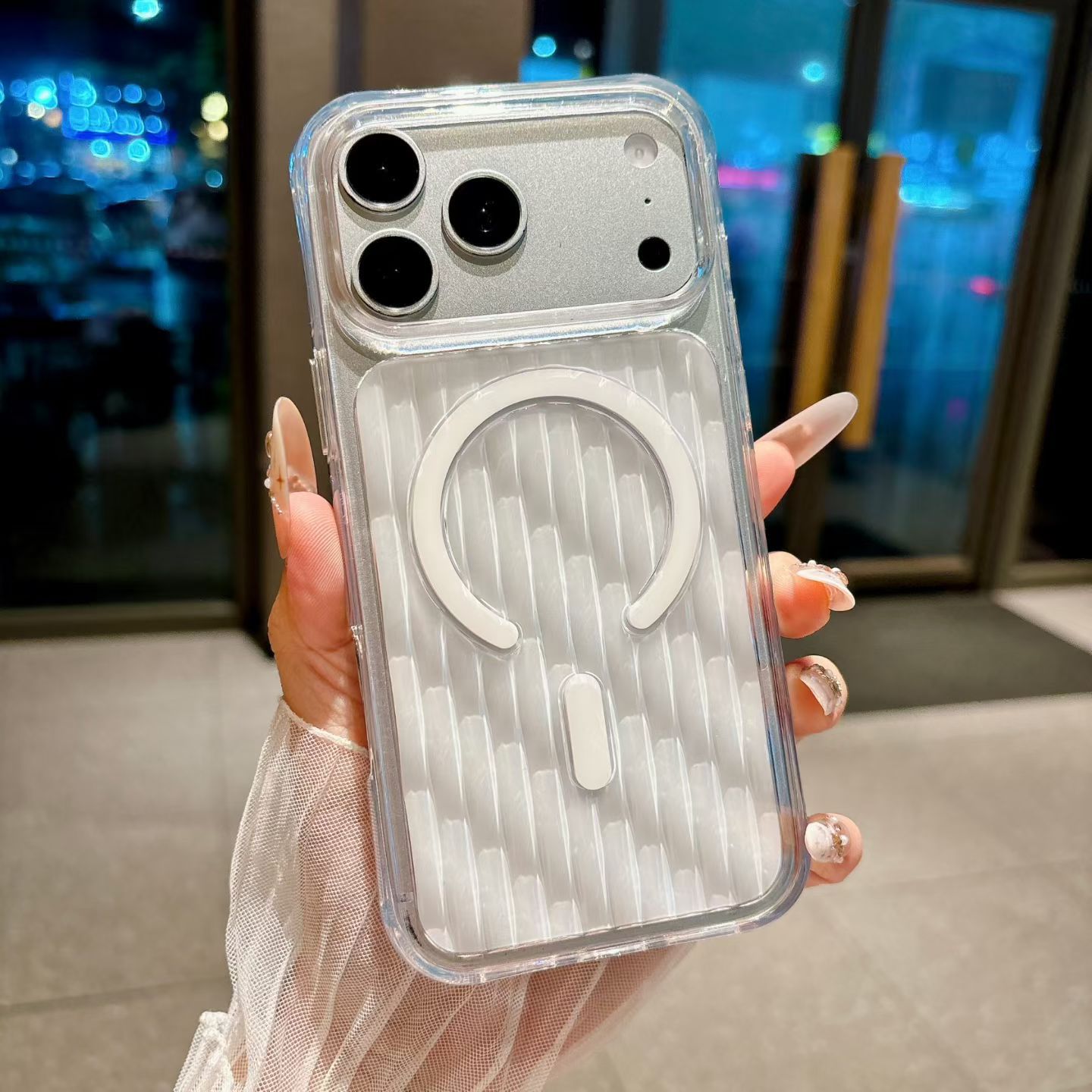 Magnetic Matte Vertical-Stripe Suitcase-Style iPhone Case