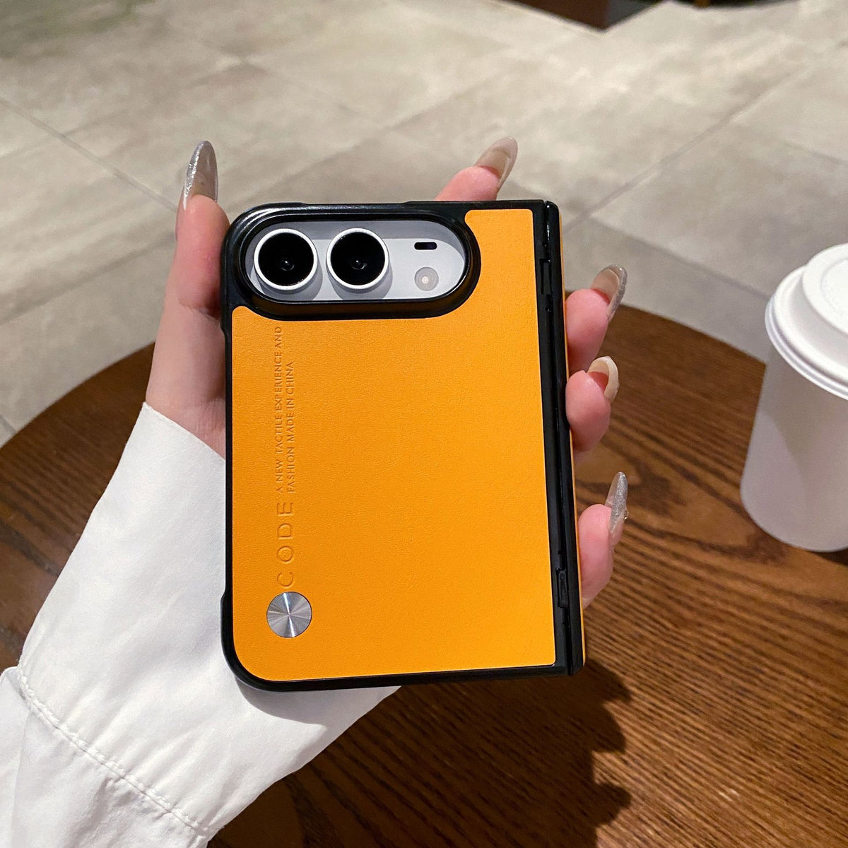 Solid-color vegan leather case for Apple Duo