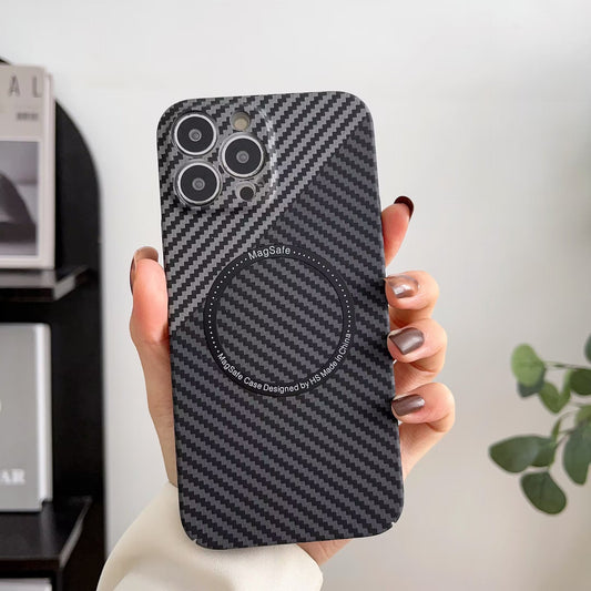 Carbon fiber contrast color PC magnetic iPhone case